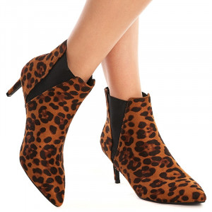 Botine cu toc mic Theresa leopard