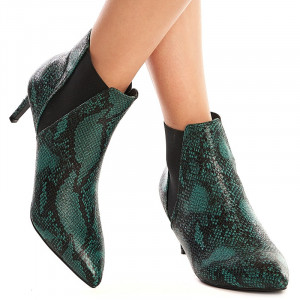 Botine cu toc mic Theresa verde