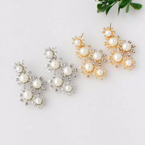 Colier bijuterie eleganta Reina Micaela in set de colier si cercei argintiu