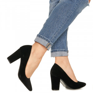 Pantofi cu toc gros din velur Camilia