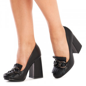Pantofi cu toc gros trendy Alexa negru