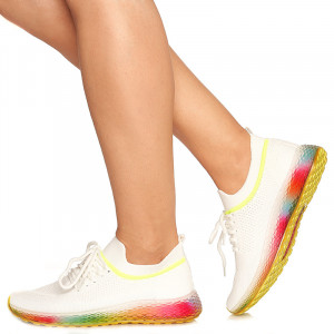 Pantofi sport Cecilia alb cu verde