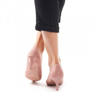 Pantofi stileto cu toc mic din velur Clara roz
