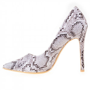 Pantofi stiletto cu toc inalt snake Antonia bej