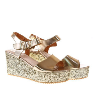 Sandale cu platforma Glitter gold