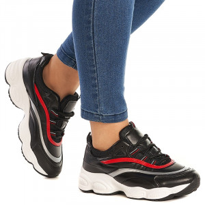 Sneakers dama Bonnie negru cu rosu