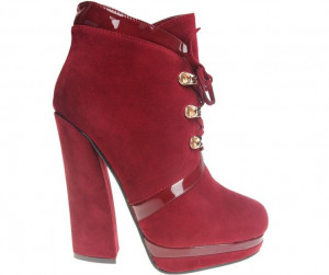 Botine rosii cu siret Jaione