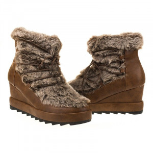 Botine cu platfroma imblanite Thea brn