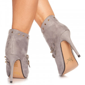 Botine cu toc Alais gri