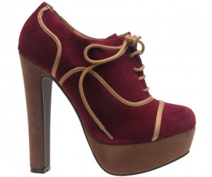 Botine rosii cu platforma bej Xuxa