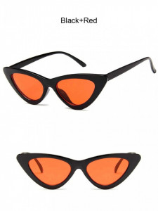 Ochelari de soare retro ochi de pisica Giuliana negru cu lentila rosie