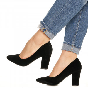 Pantofi cu toc gros din velur Camilia
