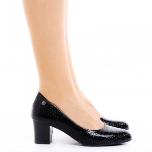 Pantofi dama cu toc mic din lac Lucia