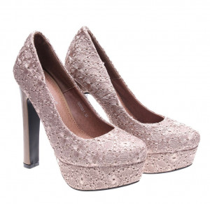 Pantofi de dama taupe Romantic Flower