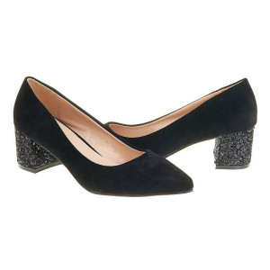 Pantofi office din velur cu toc glitter Layla