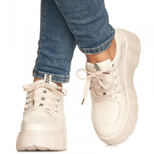 Pantofi sport cu talpa inalta Gloria bej