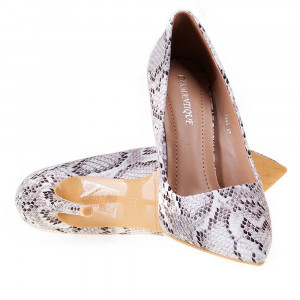 Pantofi stiletto cu toc inalt snake Antonia bej