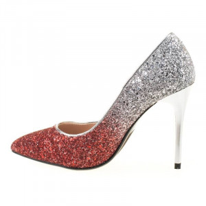 Pantofi stiletto din glitter Bianca rosii