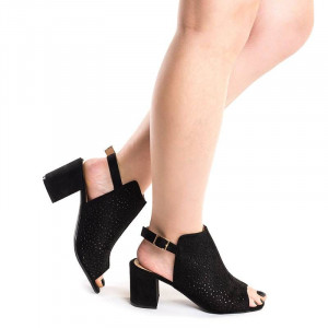 Sandale cu toc gros Chika negru