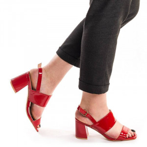 Sandale cu toc gros elegant Albertina rosu