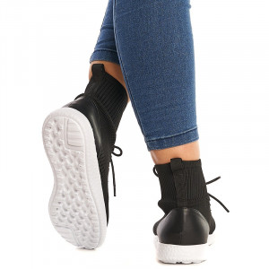 Sneakers dama din material elastic Sabrina negru