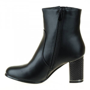 Botine cu toc gros office Timeea negru