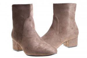 Botine cu toc office velur Amalia khaki