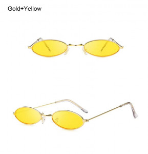 Ochelari de soare retro vintage Antonia auriu cu galben