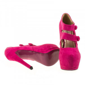 Pantofi cu platforma din velur Amalia roz