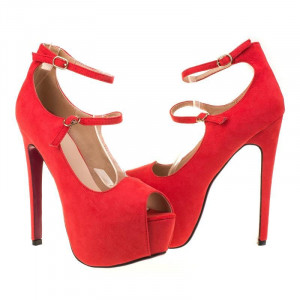 Pantofi cu platforma si toc inalt clubbing Giulia red