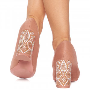 Pantofi cu toc inalt din velur Grazia roz