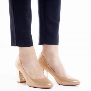 Pantofi dama cu toc mediu din material deosebit Catarina