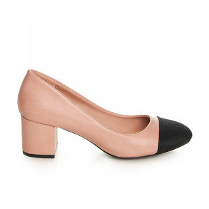 Pantofi office cu toc mediu Althaia roz cu negru