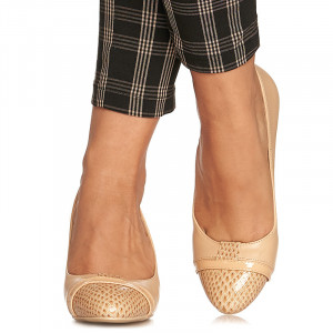 Pantofi office cu toc mediu gros Emilia bej