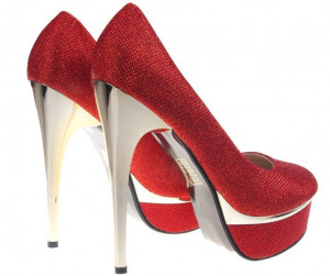 Pantofi rosii cu platforma Goldie