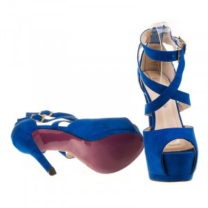 Sandale cu platforma din velur clubbing Blue