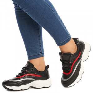 Sneakers dama Bonnie negru cu rosu