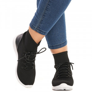 Sneakers dama din material elastic Sabrina negru