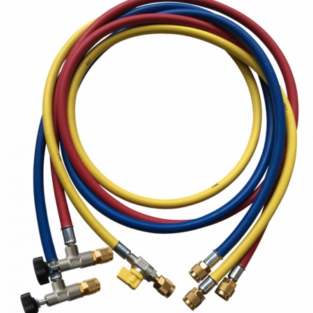 Set de 3 furtunuri de încărcare Agenti Frigorici cu robineti depresori, 150cm, Refco CCL-60-A-38010