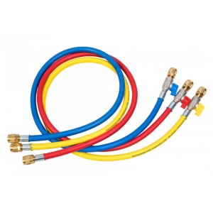 Set 3 furtune incarcare freon cu robineti, 150cm, 1/4" SAE, Refco CA-CCL-60