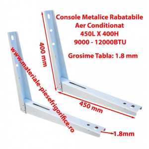 Set Console Metalice Rabatabile pentru Aer Conditionat , 450L X 400H, 1.5mm, 9000 - 12000BTU
