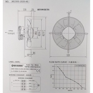 Ventilator axial de aspiratie  YWF4E-250S P92/25-G pentru suflante si agregate frigorifice industriale