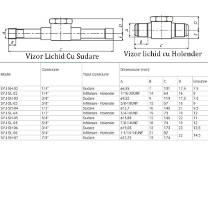 Vizor lichid freon, 3/8' cu holender