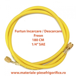 Furtun pentru incarcare si descarcare agenti frigorifici 1/4 " SAE GALBEN, lungime de 180 cm - 1 Buc