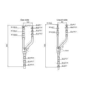 Ramnificatie de tip Y 02/A Refnet, pentru instalatii frigorifice industriale