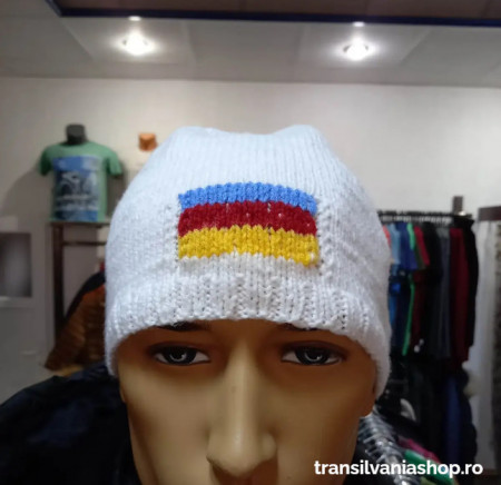 Căciulă tricotată manual Alb steagul TS