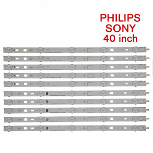 Set barete led Sony, Philips 40 inch KDL-40R355B KDL-40R485A KDL-40R452 LG Innotek 40 INCH NDSOEM A/B , 10 x 5 led -377mm