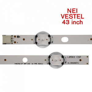Set barete led NEI, Vestel 43 inch 43NE5505 43" DRT UHD A/BTYPE REV0.3, 17DLB43VER3 , 2 barete x 8 led + 2 barete x 9 led