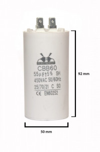 condensator pornire 55 μF 450 V