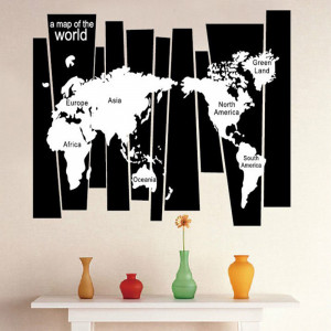 Sticker perete World Map Black